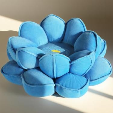 Imagem de Almofadas de chão de flor de lótus, almofada grande inspirada no design de flor de lótus, assentos decorativos para sala de estar, quarto e lounge, almofada de chão lavável macia para relaxamento e