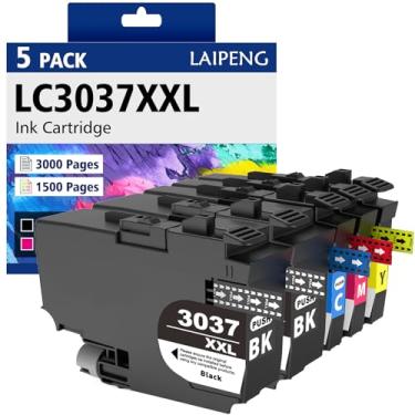 Imagem de Cartuchos de tinta LC3037 XXL Pacote com 5 unidades de alto rendimento compatível com impressora Brother MFC-J5845DW MFC-J5845DWXL MFC-J5945DW MFC-J6545DW MFC-J6545DWXL MFC-J6945DW (pacote com 5, BK*2