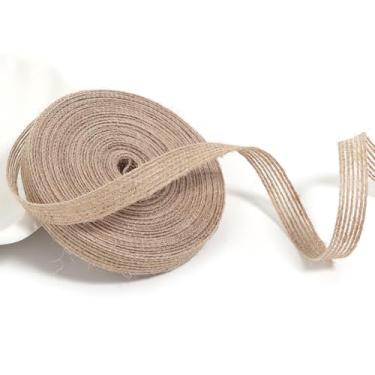 Imagem de Loomesh Fita de serapilheira para artesanato, juta rústica natural fita de linha bronzeada para decoração de casa ao ar livre, guirlanda de árvore, decoração de pote de pedreiro, 10 metros