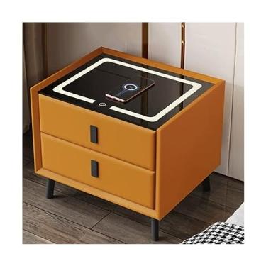 Imagem de Mesa de cabeceira inteligente com 2 gavetas para quarto, sala de estar, móveis de cabeceira com luzes LED ajustáveis