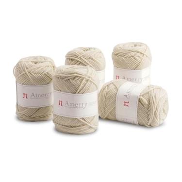 Imagem de Conjunto de 5 novelos Hamanaka Amerry, peso médio, 70% lã merino da Nova Zelândia, 30% mistura acrílica, fio macio e fácil de tricotar para tricô e crochê, feito no Japão (Col. 1)