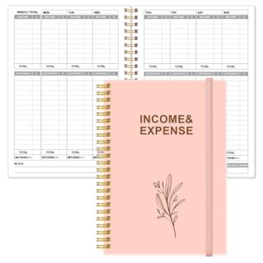 Imagem de Heveboik Income & Expense Log Book - A5 Income and Expense Ledger Book for Small Business, Accounting Bookkeeping Tracking Ledger Log Book for Woman and Man, 5.5" x 8.5", Pink Leaf