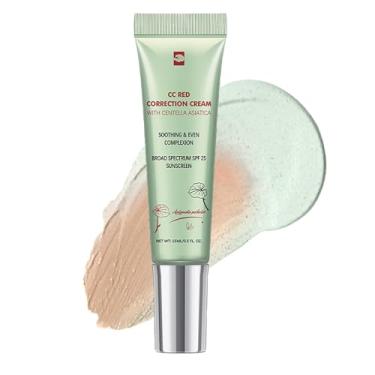 Imagem de wwaiwenl Creme Cc Corretor De Cor Com Fps 25, Base Leve Com Cobertura, Poros Invisíveis, Rico Em Centella Asiática, Sérum Hidratante, Refina A Textura Da Pele, Evita Danos Solares (Verde, Verde)