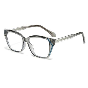 Imagem de Óculos de sol femininos com lentes claras, estilo retrô, com espelho plano (cinza)