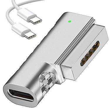 Imagem de kocomio Adaptador magnético USB C de 90 graus para 2 pontas em T, tipo C para Safe 2 T-Head PD 100W, conversor de carregamento rápido para MacBook Pro Air 2013-2015 com cabo USB C 100W/5A (1,5 m)