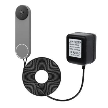 Imagem de VVHOOY Adaptador de alimentação de campainha transformador de 24 V compatível com Blink, Google Nest, Wyze, Eufy Video Doorbells, adaptador de fio C, cabo de extensão de 5 m, cabo de alimentação de
