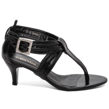 Imagem de Sandália Salto Médio Baixo Fino 5cm Fivela Prata Feminina - EMILY ONLI