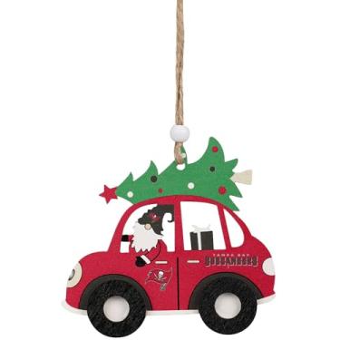 Imagem de FOCO Enfeite de carro de madeira NFL Tampa Bay Buccaneers com árvore – Decoração de Natal oficialmente licenciada