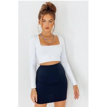 Imagem de Cropped decote quadradinho - FREITAS MODAS, Branco, G