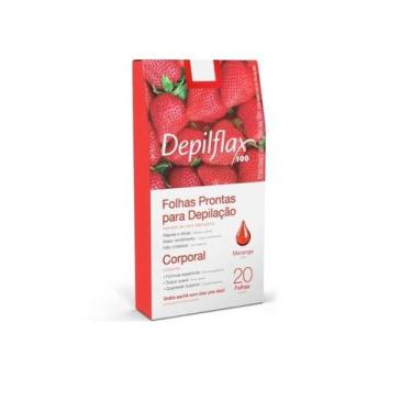 Imagem de Folhas Depilatórias Depilflax  Prontas Corporal Morango C/20