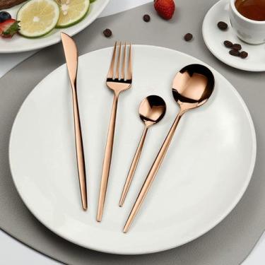 Imagem de Talheres Salada Jantar Cozinha Bar Buffet Jogo Faqueiro Kit 24 Peças T