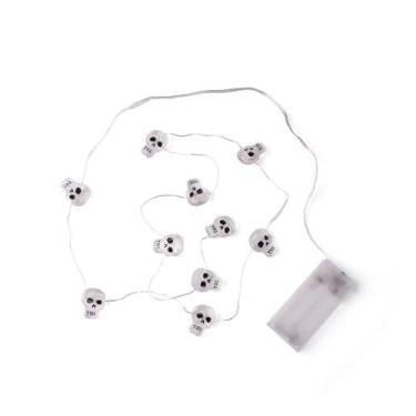 Imagem de Cordão LED Taschibra Halloween 10 Caveiras Brancas 2x AA, Branco