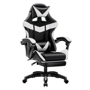 Imagem de Cadeira Escritório Gamer Ergonômica Reclinável Confortável Com Rodinha E Apoio Para Os Pés(BRANCO)