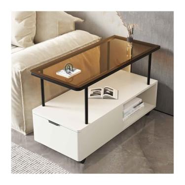 Imagem de Mesa lateral de sofá, armário lateral de sofá, luz de luxo, mesa de centro móvel, pequena mesa, armário de armazenamento, sala de estar, armário de armazenamento simples, armário lateral criativo (40