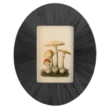 Imagem de HomArt Porta-retrato de parede Palos, madeira – oval 10 x 15 cm, pendurado verticalmente com grampo dente de serra