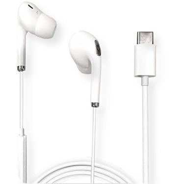 Imagem de Fones de ouvido Hamilton Buhl ISD-USBC USBC, brancos; microfone em linha e controle de reprodução/pausa; som estéreo; cabo de 9 metros de comprimento; bolsa de armazenamento de plástico reciclável