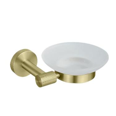 Imagem de Suporte de toalha de parede em aço inoxidável dourado escovado, suporte para papel higiênico, gancho para roupão, porta-copos, escova de vaso sanitário, acessórios para banheiro, saboneteira