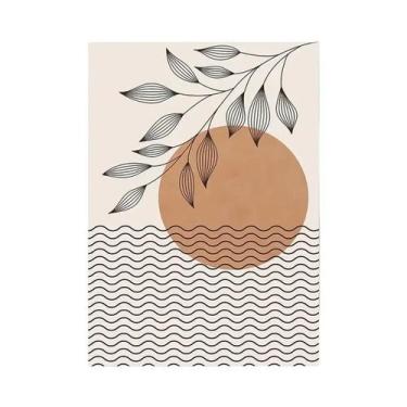 Imagem de Pintura Em Tela Boho Color Block Com Linhas Minimalistas Nórdicas Para