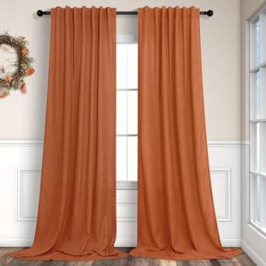 Imagem de Cortinas Pitalk Burnt Orange, 213 cm de comprimento, sala de estar, 2 