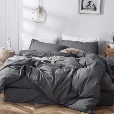 Imagem de Conjunto de capa de edredom MooMee Bedding 100% algodão lavado