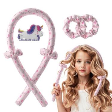 Imagem de Rolinhos de cabelo DAGORTE Unicorn Heatless Curls Girls Pink