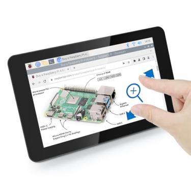 Imagem de FREENOVE Tela sensível ao toque de 7 polegadas para Raspberry Pi 5 4 B 3 B+ A+, monitor IPS de 800 x 480 pixels, tela sensível ao toque capacitiva de 5 pontos, porta MIPI DSI sem driver