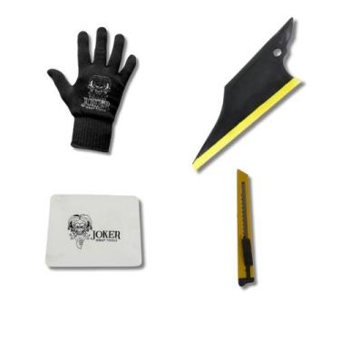 Imagem de Kit Ferramentas Insufilm e Envelopamento Luva Espatulas Estilete 04pçs