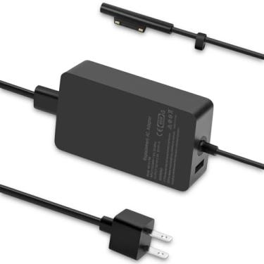 Imagem de Carregador de laptop Surface Pro de 65 W para Microsoft Surface Pro 3, 4, 5, 6, 7, 8, 9, 10, X, Surface Book 3, 2, 1, Windows Surface Laptop 6, 5, 4, 3, 2, 1, Surface Go Tablet, com cabo de