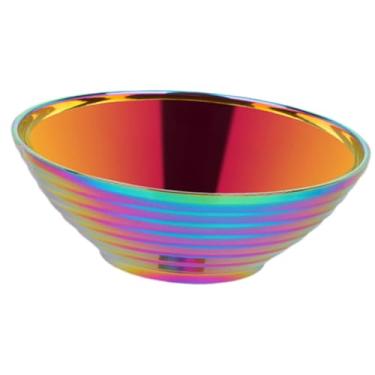 Imagem de YWJLQH Tigela de aço inoxidável para amassar, tigela de ramen com parede dupla, tigelas de arroz para cozinha e restaurante, Colorido