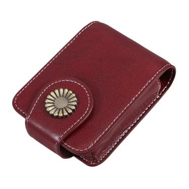 Imagem de Beavorty Estojo de maquiagem portátil com espelho para armazenamento de batom, organizador de beleza, pequeno de couro, cor aleatória