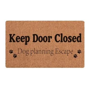 Imagem de Bnwepo Tapetes engraçados de boas-vindas para porta da frente, tapete de porta de cachorro entrada externa interna e externa, placa de manter a porta fechada, capacho com impressão de pata, 43 x 76 cm