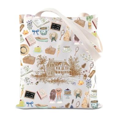 Imagem de TGBJE Bolsa de mão inspirada no romance Anne Book Presentes Literários Gables Ilha Príncipe Eduardo Bolsa Anne Green Citação Presente, Bolsa Gables 1908, Large