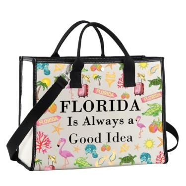 Imagem de POFULL Bolsa de compras para viagem de férias na Flórida, presente para amantes de praia, a Flórida é sempre uma boa ideia, Florida is Always Ltote