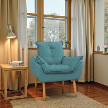Imagem de Poltrona Decorativa Sala de Estar Opala Suede Pés Palito Porto Decor, 