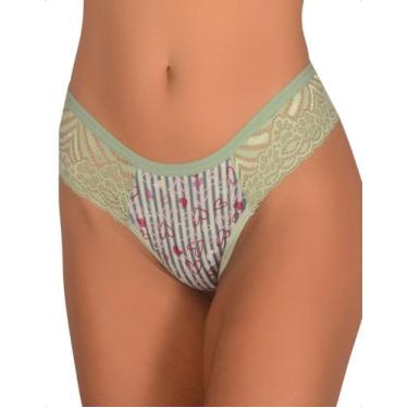 Imagem de Calcinha Fio Dental Estampada Renda Lateral Conforto Elegante Moda Int