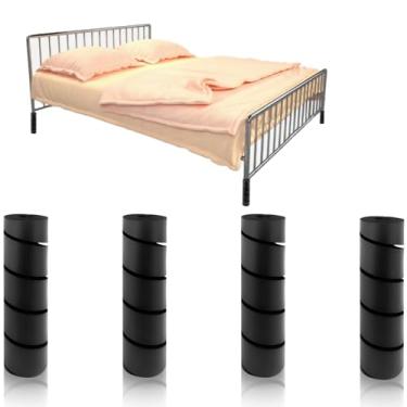 Imagem de HANDRERLEE 4 peças de protetores de dedos de moldura de cama, capas de perna de moldura de cama de 15 cm, protege os dedos dos pés de colisões com pernas de cama e móveis sem adesivo ou cola (preto)