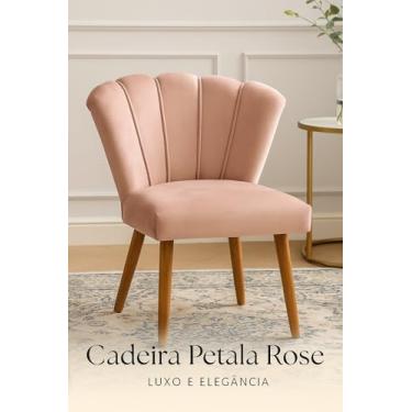 Imagem de Cadeira Pétala Estofada em Suede, Rose, Pés em Madeira, Design Moderno, Formato Concha, Sem Braços, para Sala de Jantar, Quarto, Penteadeira, Closet