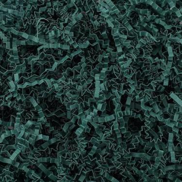 Imagem de EUSOAR Enchimento de papel enrugado, papel desfiado verde escuro de 1/2 libra para cestas de presente, caixas de cesta de presente de ráfia para enchimento de almofada de grama para aniversários