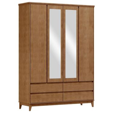 Imagem de Guarda Roupa 4P 4G Espelho MDF 160 cm 2813 Freijo Milani Store