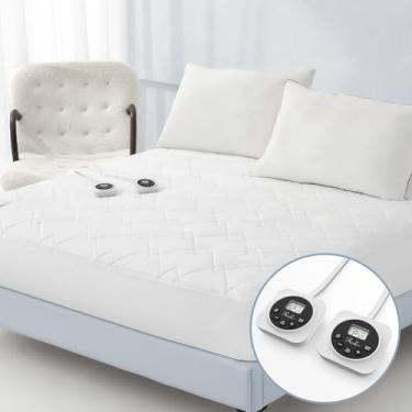Imagem de Reaks Colchão elétrico tamanho queen, acolchoado e aquecido com controle duplo com 10 configurações de calor, aquecedor de cama certificado ETL com temporizador para desligamento automático de 1 a 12