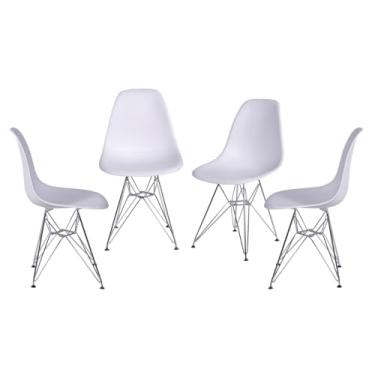 Imagem de Kit 4 Cadeiras DKR Base Cromada (Branca)
