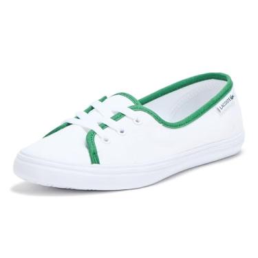 Imagem de Lacoste Tênis feminino Median Base, Branco/Verde escuro, 35