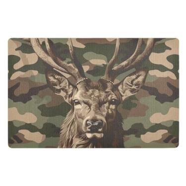 Imagem de ALAZA Tapete de porta de camuflagem de veado tapete de entrada externo interno retangular antiderrapante absorvente tapete de baixo perfil 81 x 50 cm