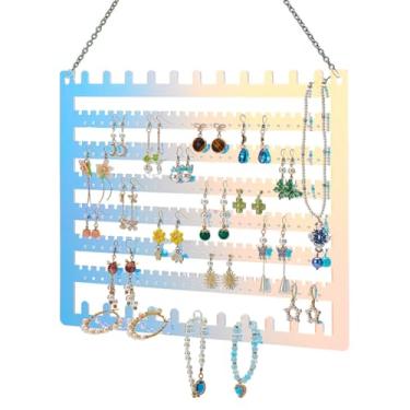 Imagem de BENECREAT 2 peças de organizador de brincos de acrílico, suporte organizador de joias de parede, exibição de armazenamento de brincos para brincos pendurados colar e pulseira