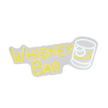 Imagem de Stgfyxgs Letreiro de para boas-vindas, adereços para fotos, grande arte em LED ''Whiskey Bar'' para loja, sala de estar