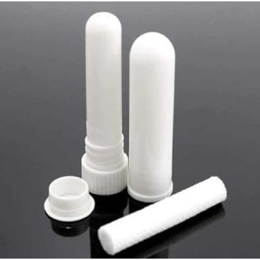 Imagem de Kit com 10 Tubos Inaladores Nasais, Filtro de Algodão para Óleos Essenciais, Branco