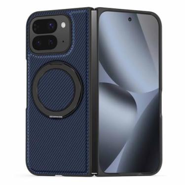 Imagem de LTLMYDAM Capa de couro fina para Google Pixel 10 Pro Fold, capa de anel magnético com textura de fibra de carbono, capa de carregamento sem fio para negócios, bronze, 10 Pro Fold