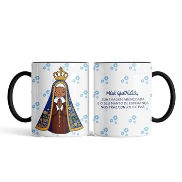 Imagem de Caneca xicara Fé Nossa Senhora Aparecida mãe querida 25EI (preto)