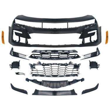 Imagem de Grelha de para-choque de carro Para-choque dianteiro Spoiler de lábio Kit de carroceria surround frontal Capa de farol de neblina compatível com Camaro SS-SS 2019-2023 Exterior