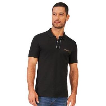 Imagem de Camisa Polo Acostamento Maga Curta Piquet Duplo Preta-Masculino